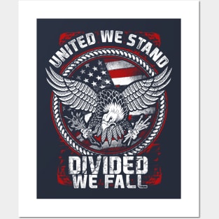 Patriotic Veterans Shirt United We Stand Divided We Fall Adult T-Shirt Posters and Art